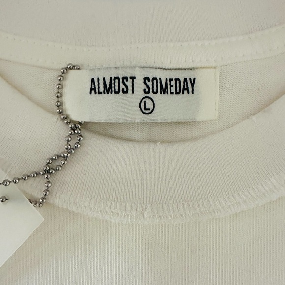 Almost Someday Distressed Purgatory Short Sleeve Tee-Shirt, Cream, Size L, NWT - Picture 11 of 12